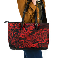 Hawaii Shark Leather Tote Bag Polynesian Pattern Red Version - Wonder Print Shop