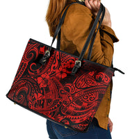 Hawaii Shark Leather Tote Bag Polynesian Pattern Red Version - Wonder Print Shop