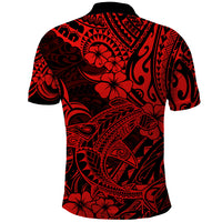 Hawaii Shark Polo Shirt Polynesian Pattern Red Version - Wonder Print Shop