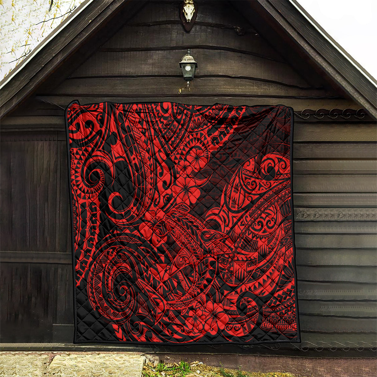 Hawaii Shark Quilt Polynesian Pattern Red Version - Wonder Print Shop