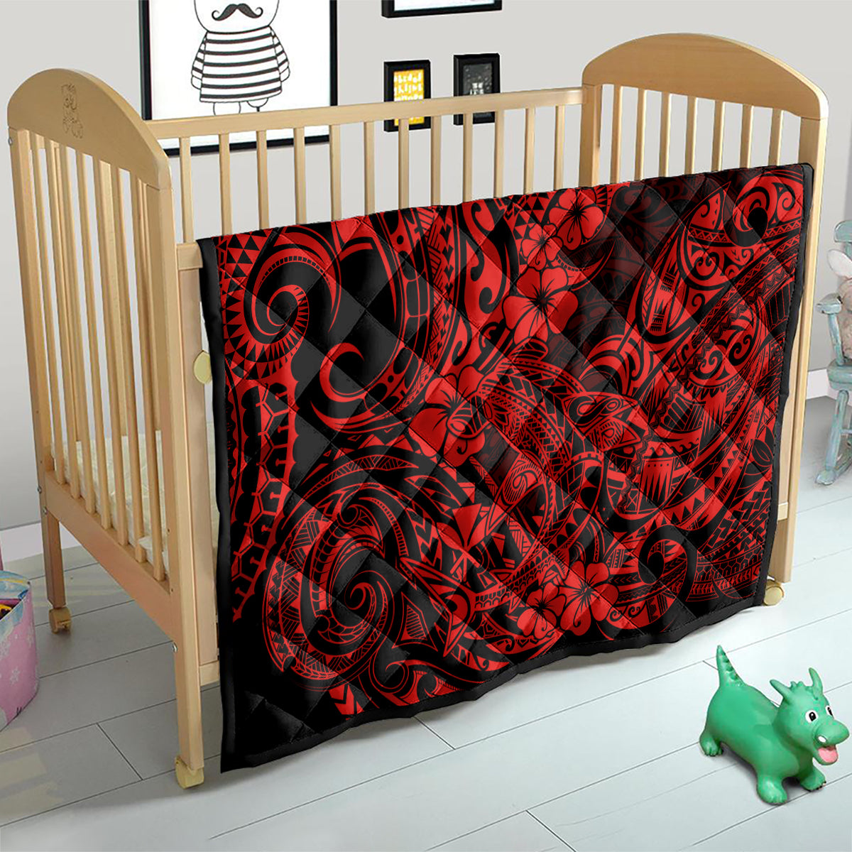 Hawaii Shark Quilt Polynesian Pattern Red Version - Wonder Print Shop