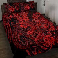 Hawaii Shark Quilt Bed Set Polynesian Pattern Red Version - Wonder Print Shop
