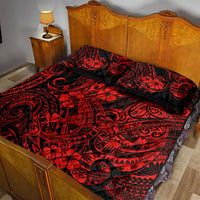 Hawaii Shark Quilt Bed Set Polynesian Pattern Red Version - Wonder Print Shop