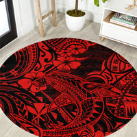 hawaii-shark-round-carpet-polynesian-pattern-red-version