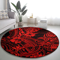 hawaii-shark-round-carpet-polynesian-pattern-red-version