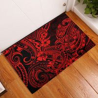 Hawaii Shark Rubber Doormat Polynesian Pattern Red Version - Wonder Print Shop