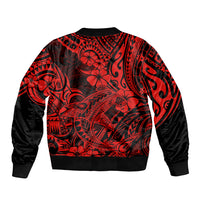 Hawaii Shark Sleeve Zip Bomber Jacket Polynesian Pattern Red Version - Wonder Print Shop