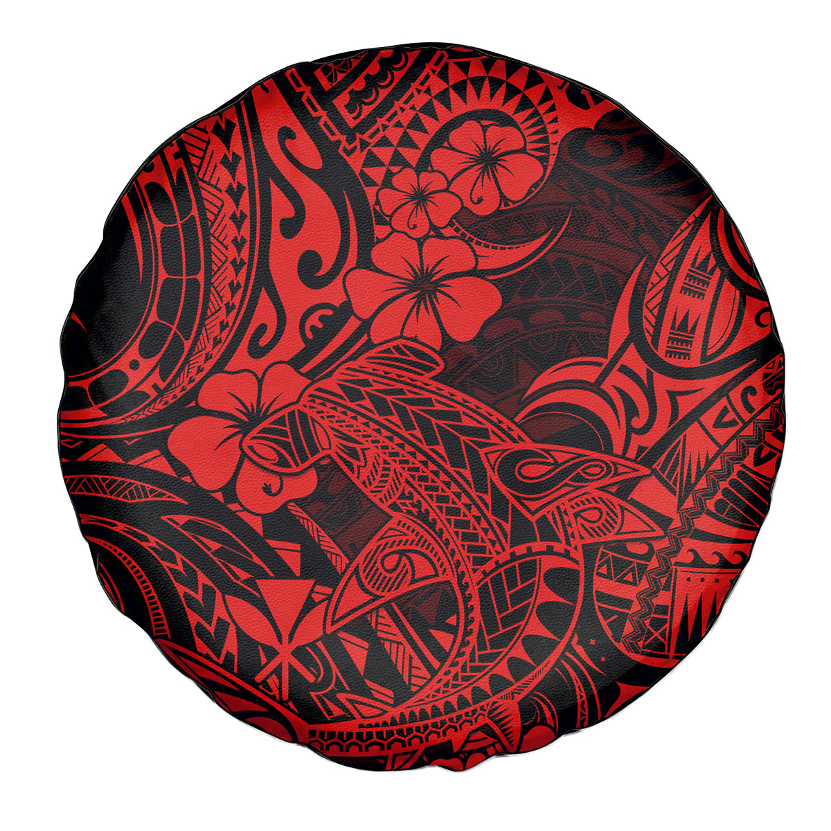 Hawaii Shark Spare Tire Cover Polynesian Pattern Red Version - Wonder Print Shop