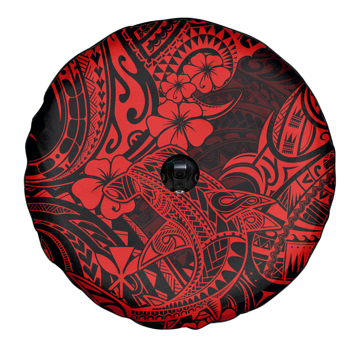 Hawaii Shark Spare Tire Cover Polynesian Pattern Red Version - Wonder Print Shop