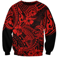 Hawaii Shark Sweatshirt Polynesian Pattern Red Version - Wonder Print Shop