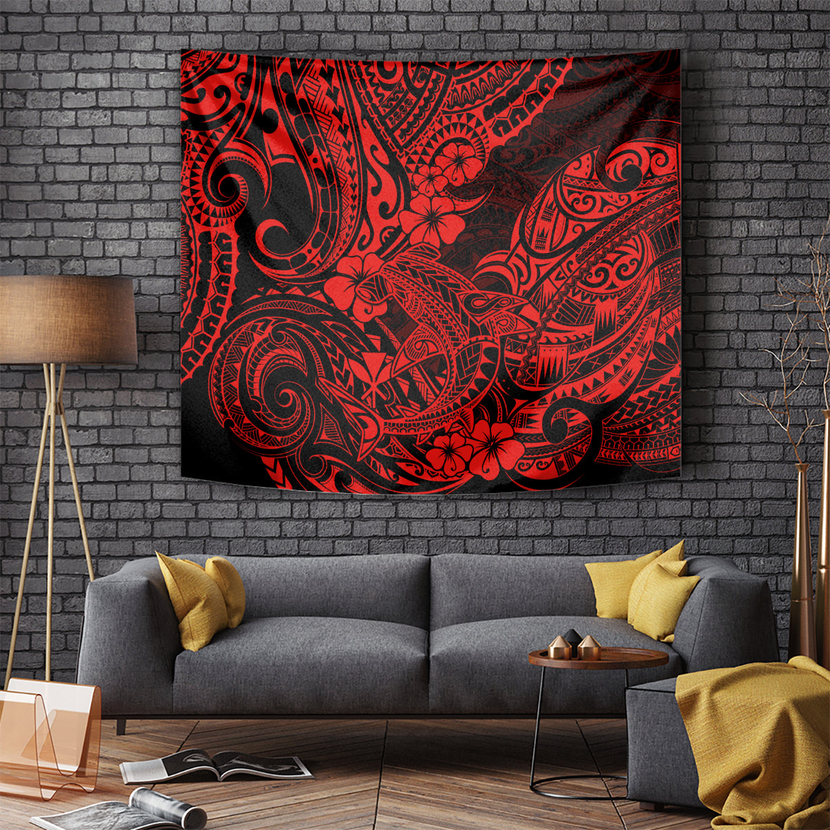 Hawaii Shark Tapestry Polynesian Pattern Red Version - Wonder Print Shop