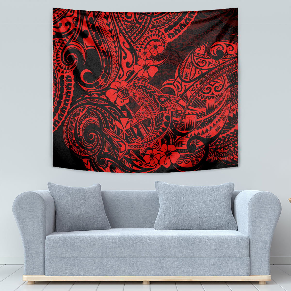 Hawaii Shark Tapestry Polynesian Pattern Red Version - Wonder Print Shop