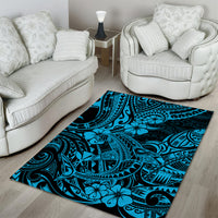 Hawaii Shark Area Rug Polynesian Pattern Sky Blue Version - Wonder Print Shop