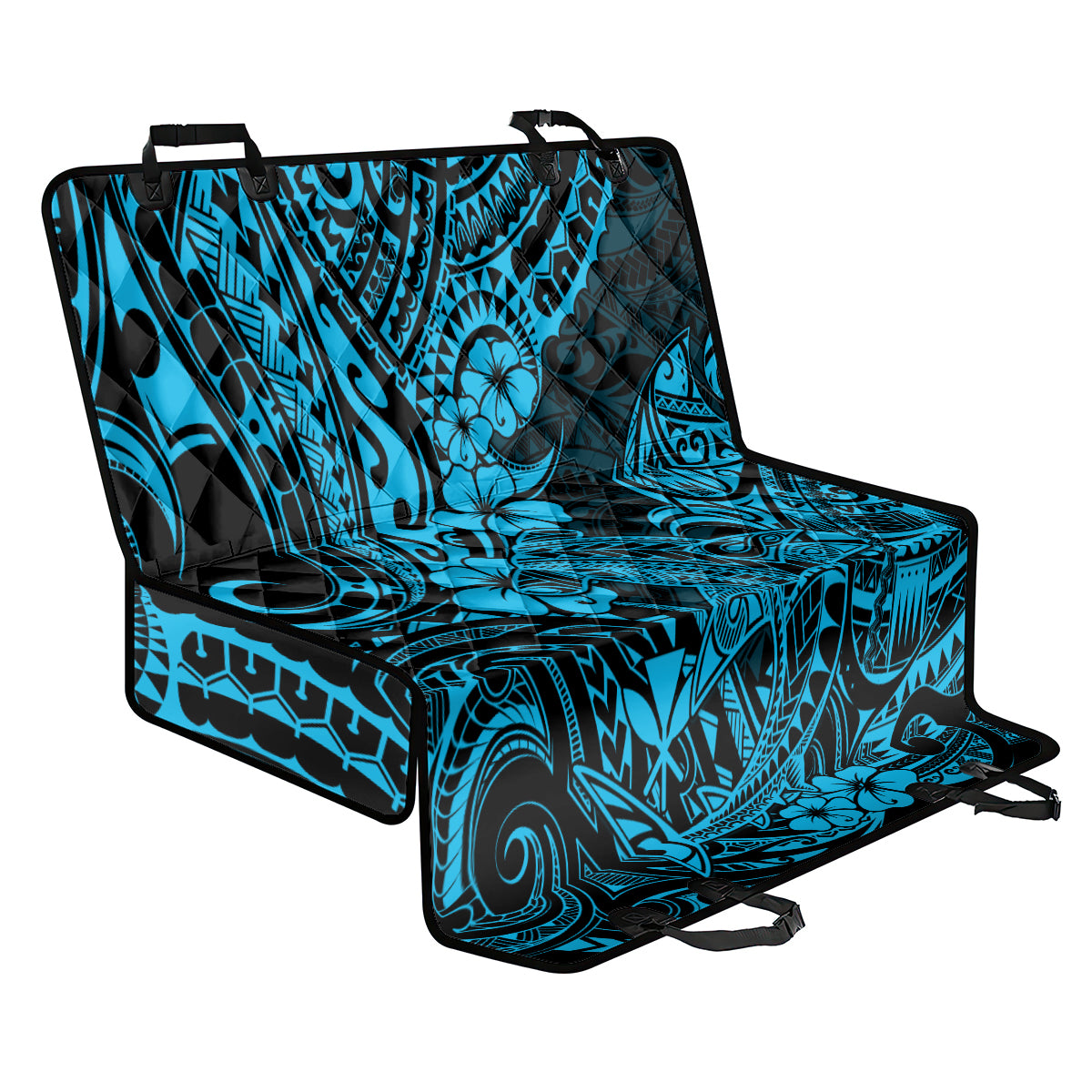 Hawaii Shark Back Car Seat Cover Polynesian Pattern Sky Blue Version - Wonder Print Shop