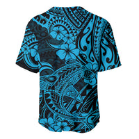 Hawaii Shark Baseball Jersey Polynesian Pattern Sky Blue Version - Wonder Print Shop