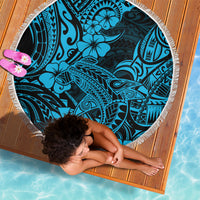 Hawaii Shark Beach Blanket Polynesian Pattern Sky Blue Version - Wonder Print Shop