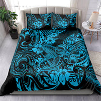 Hawaii Shark Bedding Set Polynesian Pattern Sky Blue Version - Wonder Print Shop