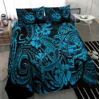 Hawaii Shark Bedding Set Polynesian Pattern Sky Blue Version - Wonder Print Shop