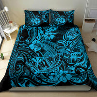 Hawaii Shark Bedding Set Polynesian Pattern Sky Blue Version - Wonder Print Shop