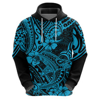 Hawaii Shark Hoodie Polynesian Pattern Sky Blue Version - Wonder Print Shop