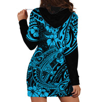 Hawaii Shark Hoodie Dress Polynesian Pattern Sky Blue Version - Wonder Print Shop