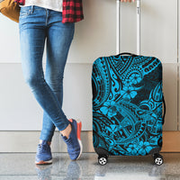 Hawaii Shark Luggage Cover Polynesian Pattern Sky Blue Version - Wonder Print Shop