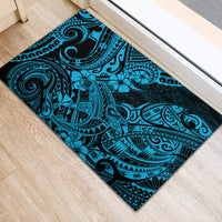 Hawaii Shark Rubber Doormat Polynesian Pattern Sky Blue Version - Wonder Print Shop