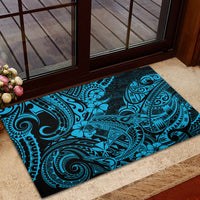 Hawaii Shark Rubber Doormat Polynesian Pattern Sky Blue Version - Wonder Print Shop