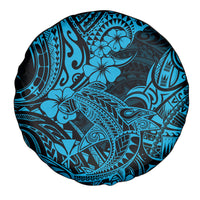 Hawaii Shark Spare Tire Cover Polynesian Pattern Sky Blue Version - Wonder Print Shop