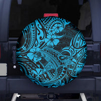 Hawaii Shark Spare Tire Cover Polynesian Pattern Sky Blue Version - Wonder Print Shop