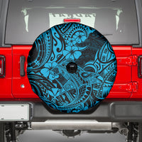 Hawaii Shark Spare Tire Cover Polynesian Pattern Sky Blue Version - Wonder Print Shop