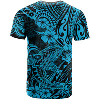 Hawaii Shark T Shirt Polynesian Pattern Sky Blue Version - Wonder Print Shop