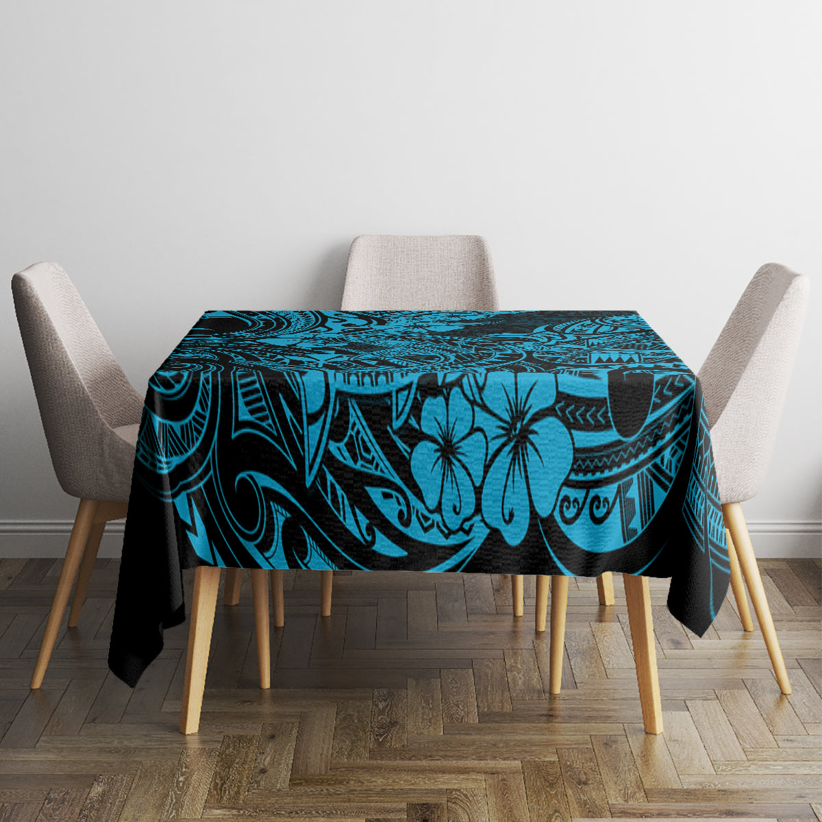 Hawaii Shark Tablecloth Polynesian Pattern Sky Blue Version - Wonder Print Shop