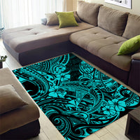 Hawaii Shark Area Rug Polynesian Pattern Turquoise Version - Wonder Print Shop