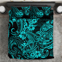 Hawaii Shark Bedding Set Polynesian Pattern Turquoise Version - Wonder Print Shop