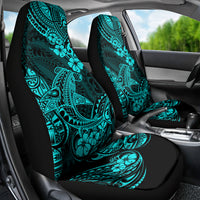 Hawaii Shark Car Seat Cover Polynesian Pattern Turquoise Version - Wonder Print Shop
