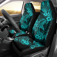 Hawaii Shark Car Seat Cover Polynesian Pattern Turquoise Version - Wonder Print Shop