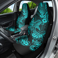 Hawaii Shark Car Seat Cover Polynesian Pattern Turquoise Version - Wonder Print Shop