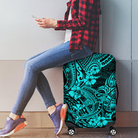 Hawaii Shark Luggage Cover Polynesian Pattern Turquoise Version - Wonder Print Shop