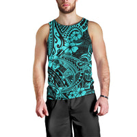 Hawaii Shark Men Tank Top Polynesian Pattern Turquoise Version - Wonder Print Shop