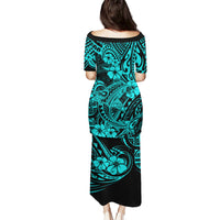Hawaii Shark Puletasi Polynesian Pattern Turquoise Version - Wonder Print Shop