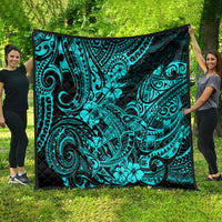 Hawaii Shark Quilt Polynesian Pattern Turquoise Version - Wonder Print Shop