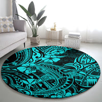hawaii-shark-round-carpet-polynesian-pattern-turquoise-version
