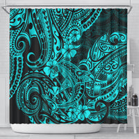 hawaii-shark-shower-curtain-polynesian-pattern-turquoise-version