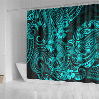 hawaii-shark-shower-curtain-polynesian-pattern-turquoise-version
