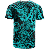 Hawaii Shark T Shirt Polynesian Pattern Turquoise Version - Wonder Print Shop