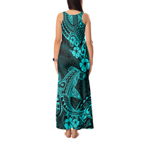 Hawaii Shark Tank Maxi Dress Polynesian Pattern Turquoise Version - Wonder Print Shop