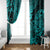 Hawaii Shark Window Curtain Polynesian Pattern Turquoise Version - Wonder Print Shop