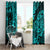 Hawaii Shark Window Curtain Polynesian Pattern Turquoise Version - Wonder Print Shop
