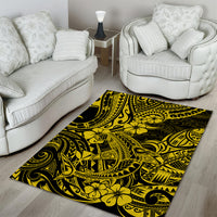Hawaii Shark Area Rug Polynesian Pattern Yellow Version - Wonder Print Shop
